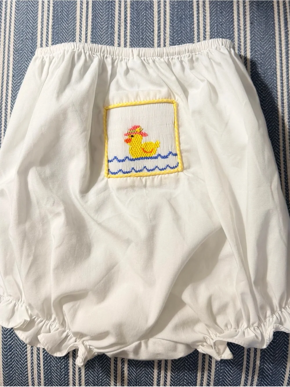 White Smocked Diaper Cover Size 12 Months